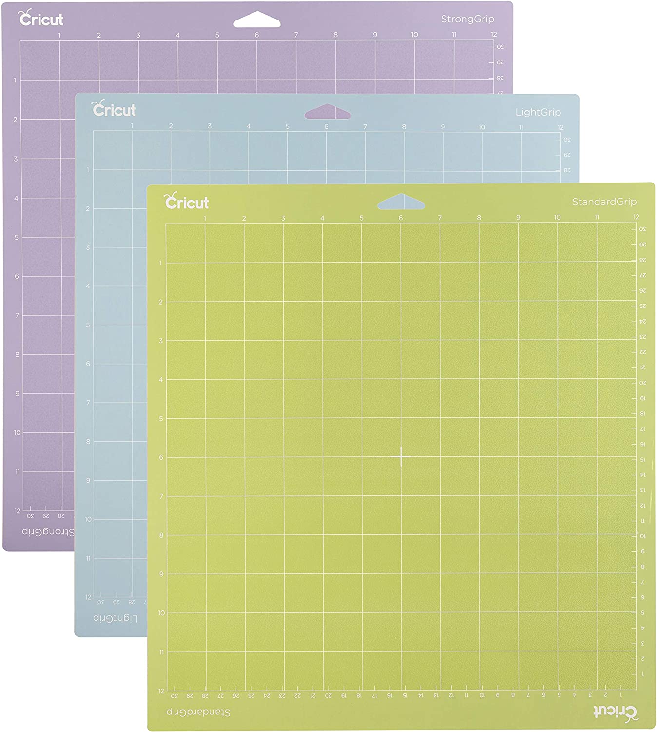 Ecraft 12X12 Cutting Mat For Cricut - Include (Strong/Standard/Light)  Adhesive Sticky (3 pack) Flexible Square Gridded Quilting Cut Mats  Replacement